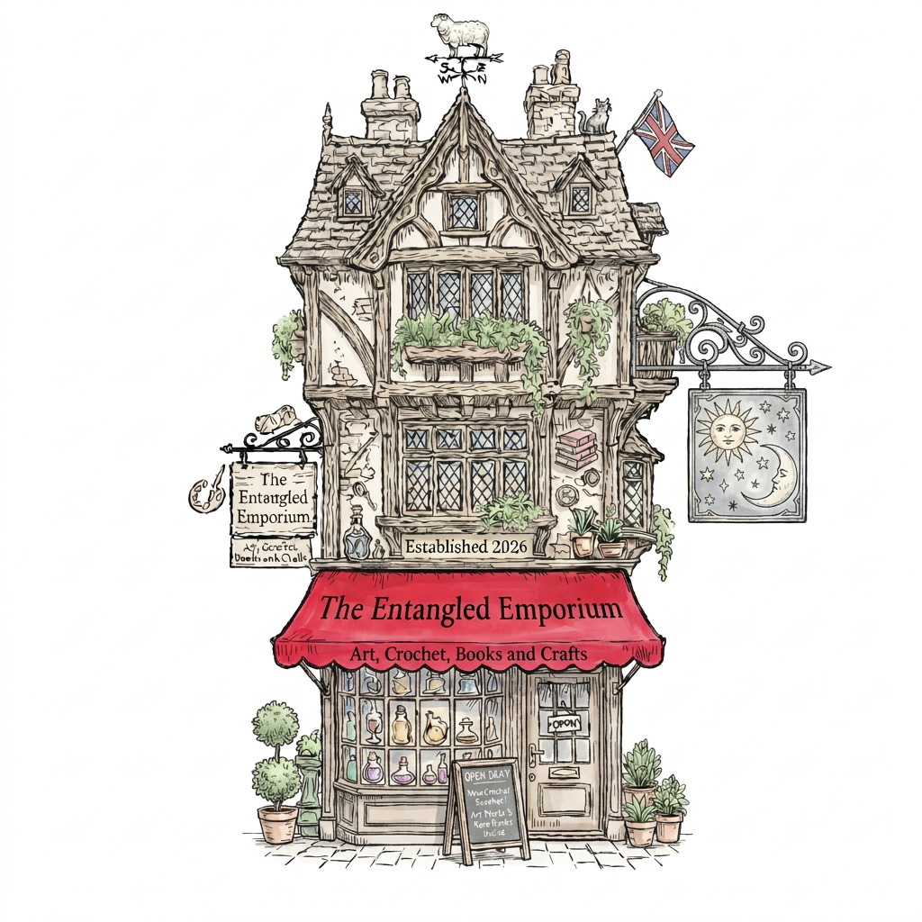 Lighter ink wash colours, bright red canopy